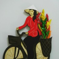 Cô Gái Việt Nam xe đạp hoa