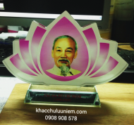 Kỷ niệm chương, tranh thủy tinh pha lê  Hoa sen -  Bác Hồ